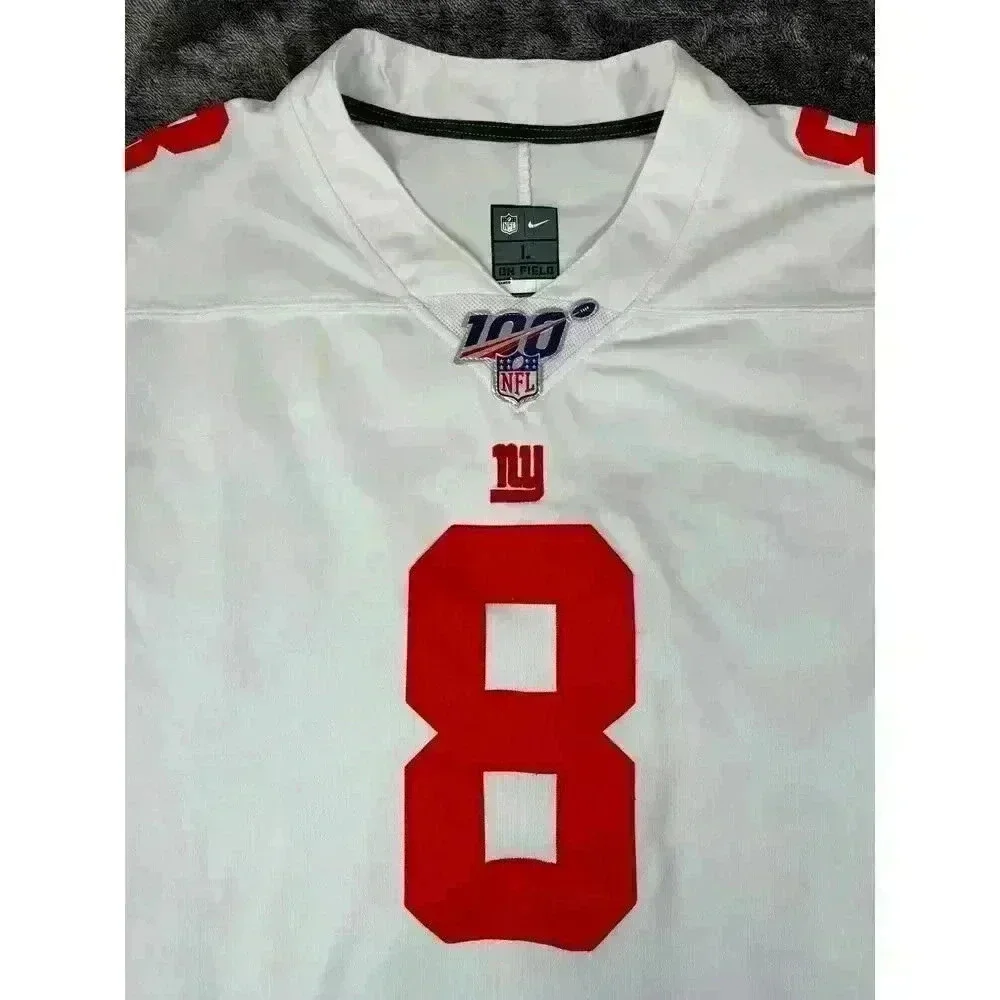 Nike New York Giants NFL #8 Daniel Jones On Field Men's L White Red Football